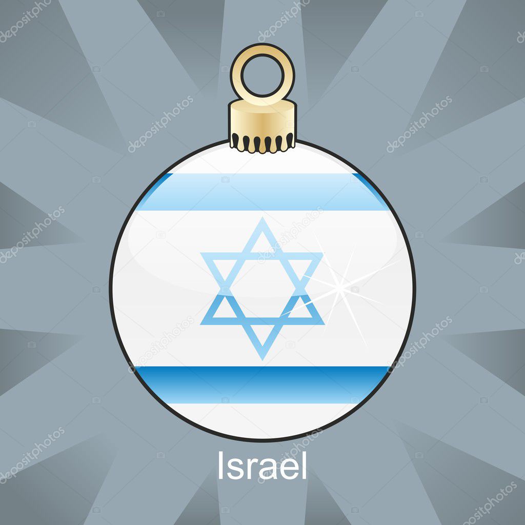 Israel flag in christmas bulb shape
