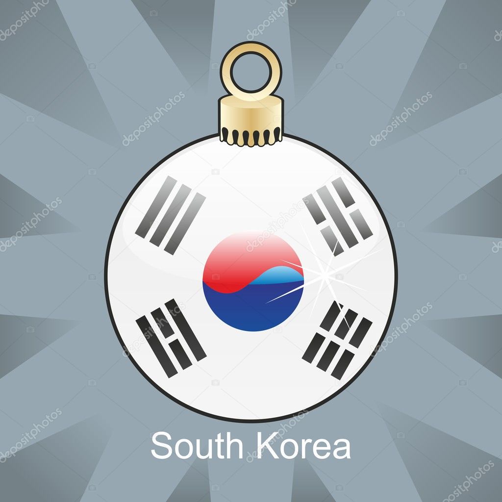 South Korea flag in christmas bulb shape