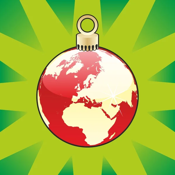 Lampadina di Natale con la disposizione del mondo globo — Vettoriale Stock