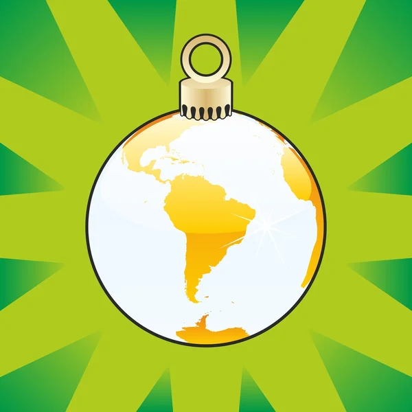 Ampoule de Noël avec mise en page globe mondial — Image vectorielle