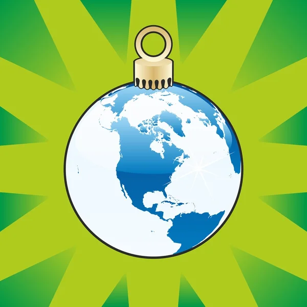 Christmas bulb with world globe layout — Stock Vector