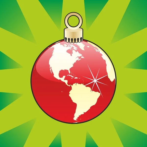 圣诞灯泡与世界全球布局 — 图库矢量图片