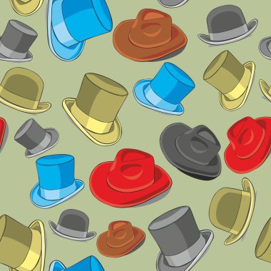 Seamless pattern isolated hats clipart