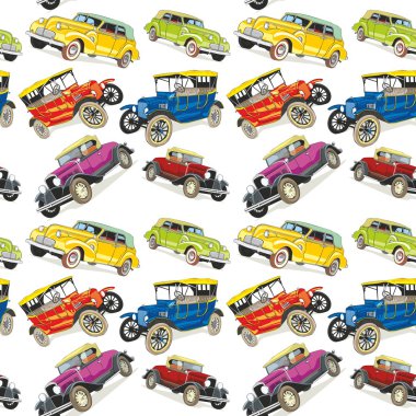 Seamless pattern vintage cars clipart