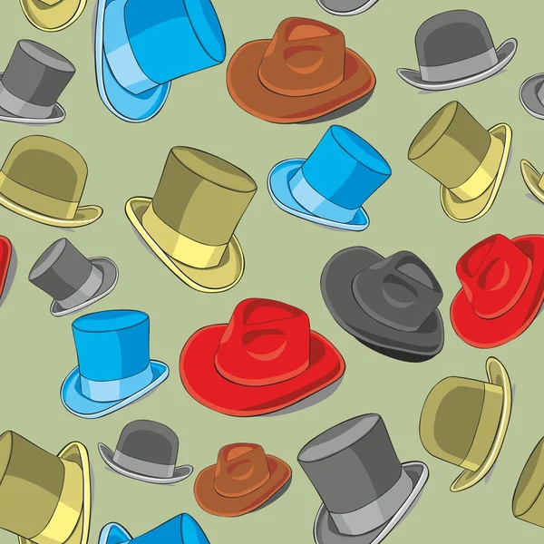Bezešvé pattern izolované klobouky — Stockový vektor