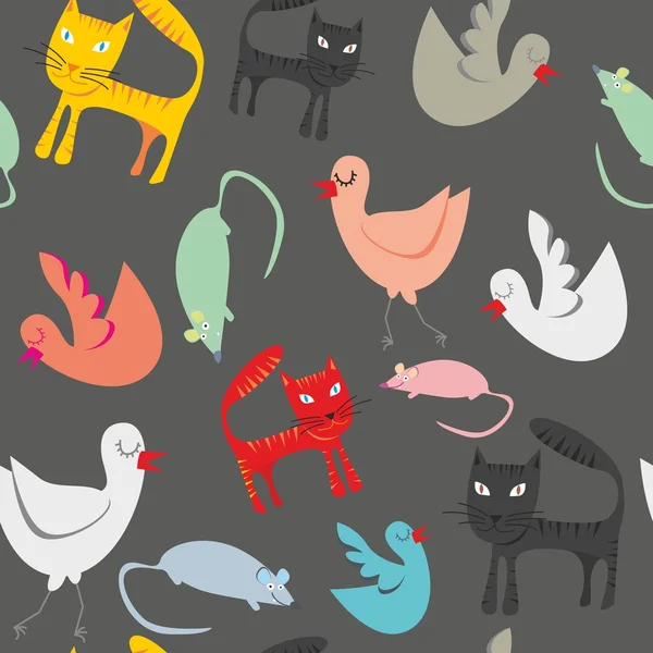 完全に編集可能なベクトル イラスト シームレス パターン分離変な動物 — ストックベクタ