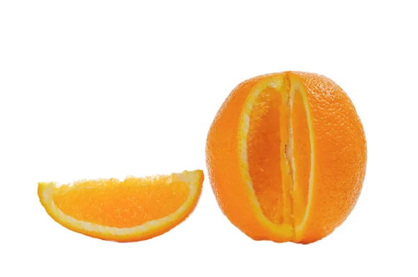 Oranžové a plátek izolovaných na bílém — Stock fotografie