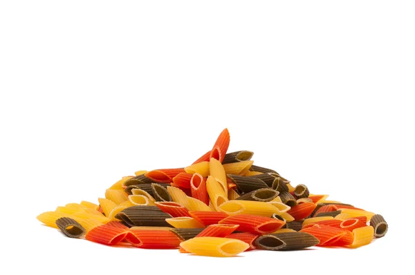 Tas de pâtes italiennes tricolore crues — Photo