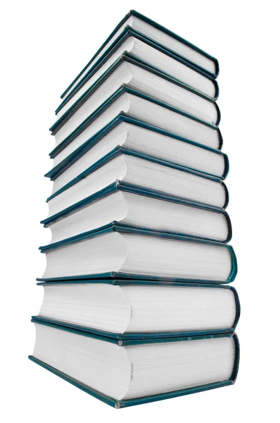 Beyaz arka plan üzerinde izole kitap kule — Stok fotoğraf