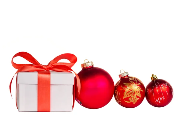 Christmas ball hanging on ribbon — Stock Photo, Image