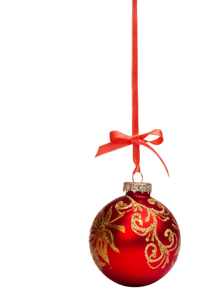 Bola de Natal pendurada na fita — Fotografia de Stock