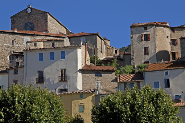Roquebrun, little old winegrower village in the Languedoc, South France
