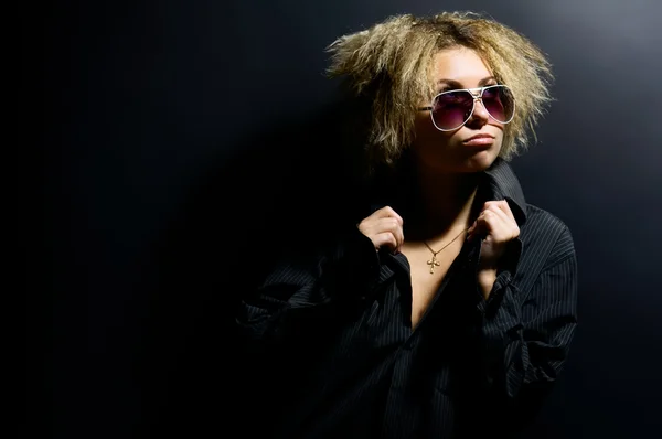 stock image Portrait of the girl with a mad hairdress