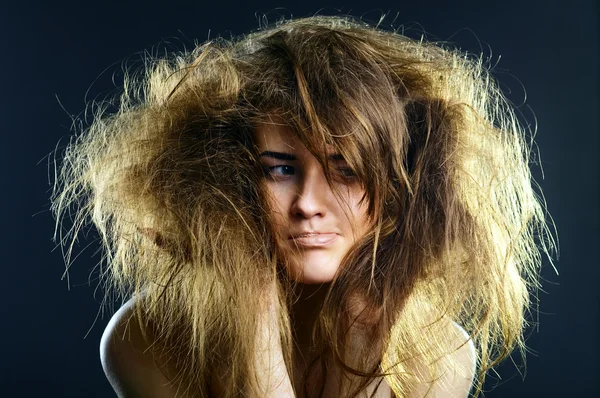 stock image Portrait of the girl with a mad hairdress