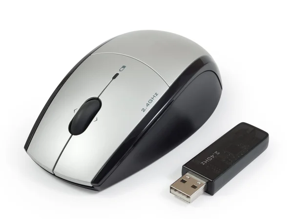 Ratón inalámbrico con adaptador USB . — Foto de Stock