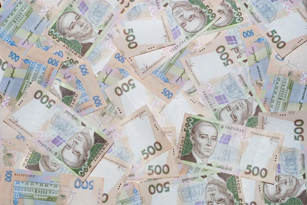 Heap of ukrainian money. 500 uah front and back.
