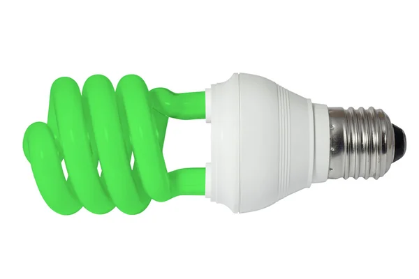 Green energy saving fluorescent light bulb (CFL) — Stock Photo, Image