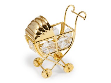 Golden stroller with crystals clipart