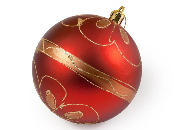 Μεγάλο Κόκκινη Χριστουγεννιάτικη Μπάλα Απομονώνονται Λευκό Φόντο Διαδρομή Αποκοπής — Φωτογραφία Αρχείου