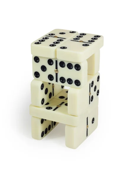 Domino Torony Elszigetelt Fehér Background Vágógörbével Stock Kép