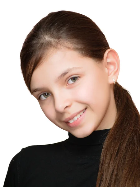 Senyum Gadis Remaja Terisolasi Latar Belakang Putih Stok Foto Bebas Royalti