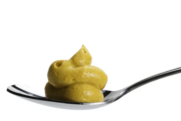 Mustard on a spoon — Stock Photo, Image