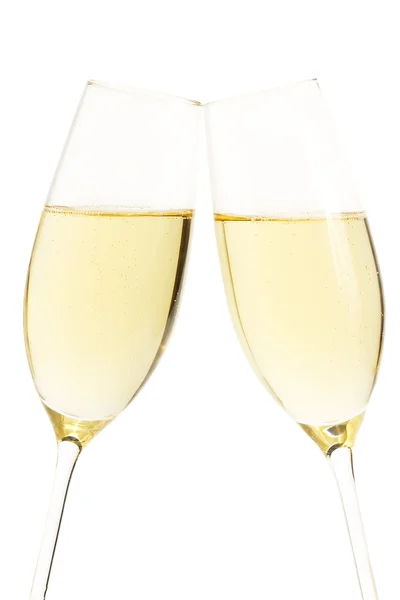 Två aslope glas med champagne — Stockfoto