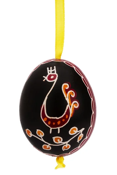 Black hanging hand painted easter egg — Stock Photo, Image