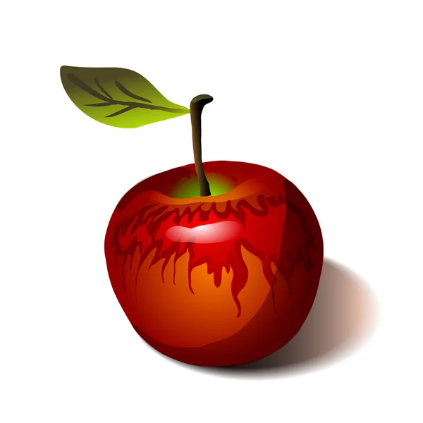 Pomme rouge isolée sur blanc — Image vectorielle