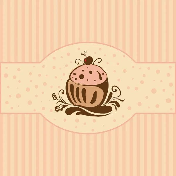 Cupcake Kort Mall Vektor Illustration — Stock vektor