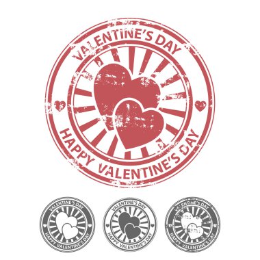 Grunge rubber stamp with two hearts clipart