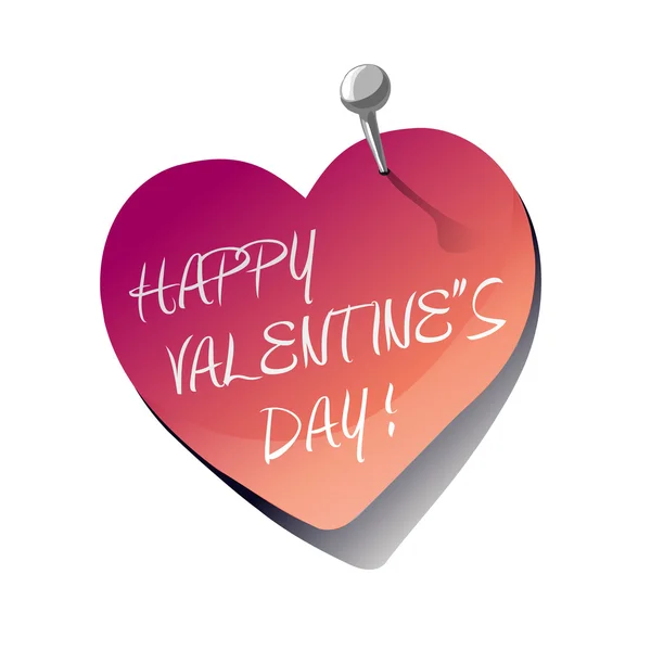 Happy Valentine Day Heart Sticky Note Vector Illustration — стоковый вектор