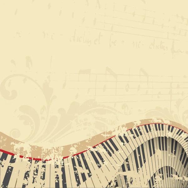 Grunge 音乐背景与钢琴键盘 矢量图 — 图库矢量图片
