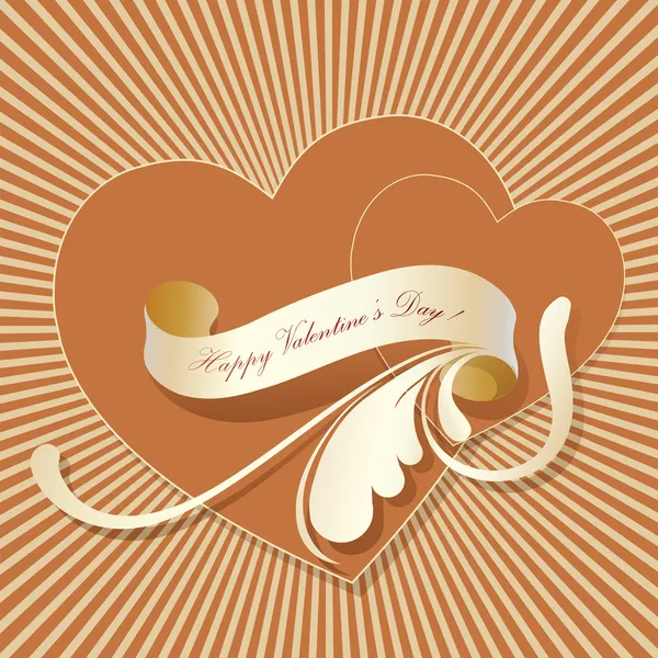 Valentinstag Gruß Vektorkarte Mit Zwei Herzen — Stockvektor