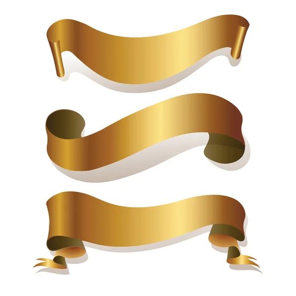 Rubans dorés isolés sur blanc — Image vectorielle