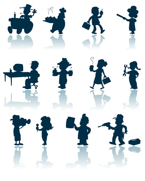 Collection Silhouettes Various Professions Workers Royalty Free Stock Illustrations