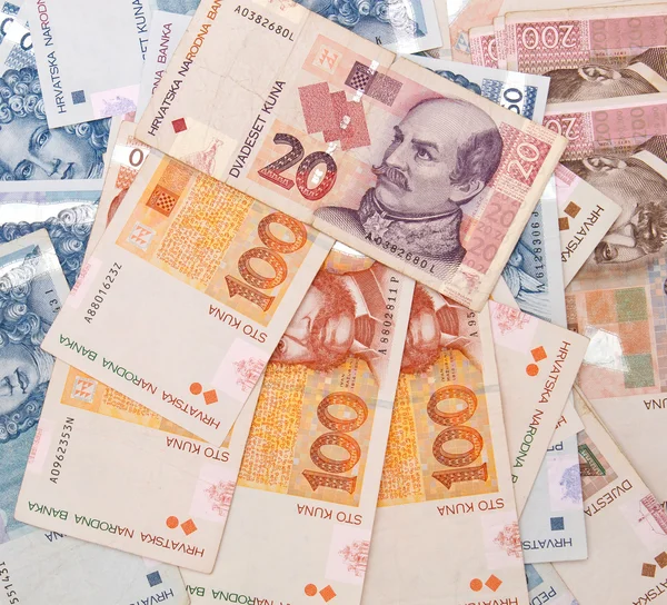 Hırvat Kunası banknotların arka plan — Stok fotoğraf
