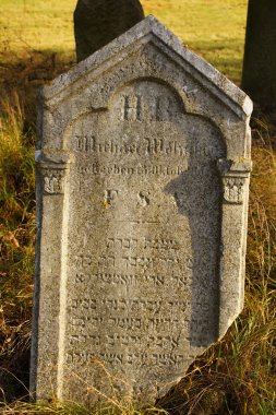 Detail of tomb on forgotten and unkempt Jewish cemetery with the strangers clipart