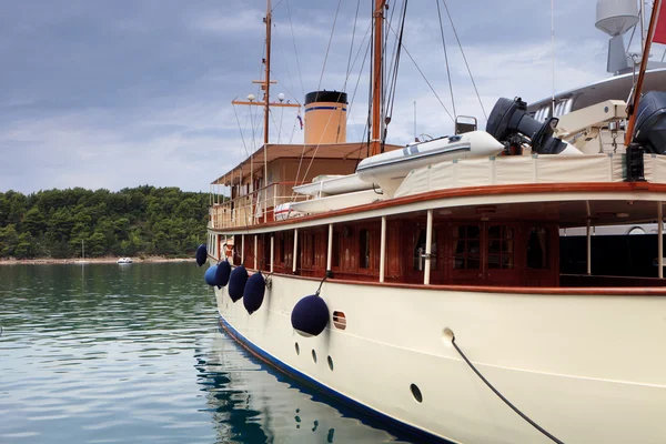 stock image Old fashioned retro steam boat at dock