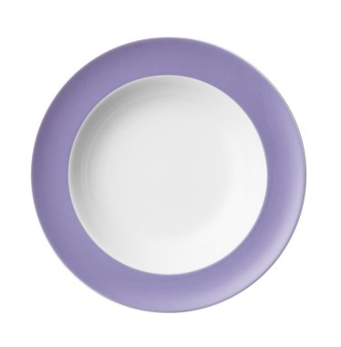 Clean white dinner plate with Lilac bandlet clipart