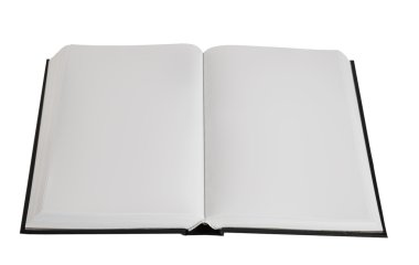 Opened book with blank pages isolated over white background clipart