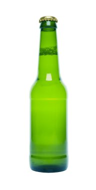 Isolated green bottle of beer clipart