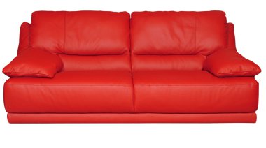 modern kırmızı deri kanepe üzerinde beyaz arka plan ve görüntü