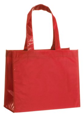 Red, reusable shopping bag isolated on white + clipping path. clipart