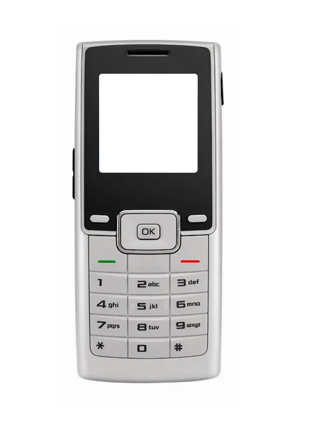 Teléfono celular de plata aislado en blanco — Foto de Stock