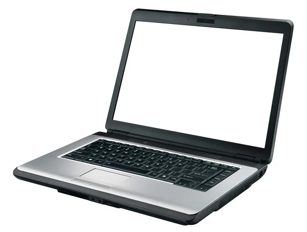 Ansicht des Laptops mit leerem Monitor + Clipping-Pfad. — Stockfoto