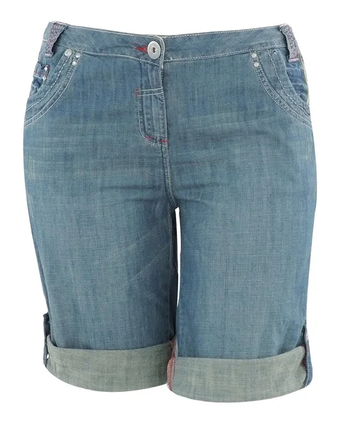 Calções jeans azuis isolados no fundo branco — Fotografia de Stock