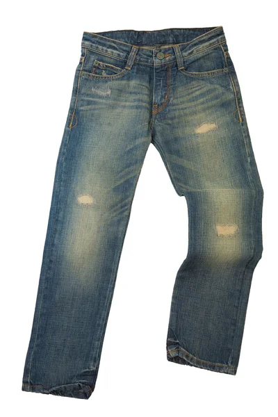 Calça jeans isolada no fundo branco com caminho de recorte . — Fotografia de Stock