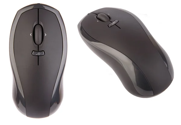 Eine schwarze PC-Maus isoliert auf weißem Hintergrund. — Stockfoto