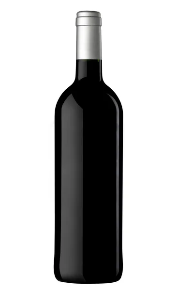 Ένα μπουκάλι κόκκινο κρασί, που απομονώνονται σε λευκό με διαδρομή αποκοπής. — Φωτογραφία Αρχείου